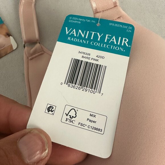 Vanity Fair Radiant Collection Smooth Full Coverage Underwire Bra 42DD Bare Pink - Picture 4 of 7